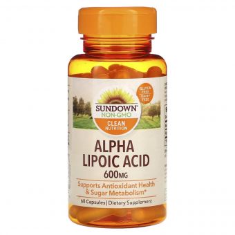 Альфа-ліпоєва кислота, 600 мг, Alpha Lipoic Acid, Sundown Naturals, 60 капсул