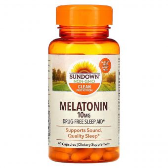 Мелатонін, 10 мг, Melatonin, Sundown Naturals, 90 капсул