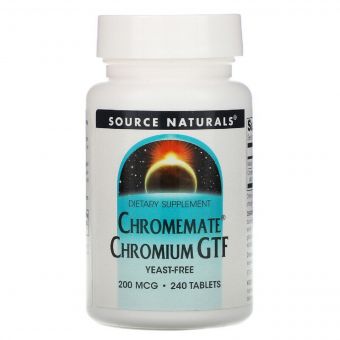Хром GTF 200мкг, ChromeMate, Source Naturals, 240 таблеток