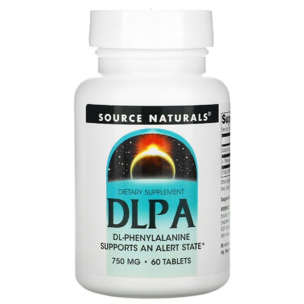 DLPA (фенілаланін) 750мг, Source Naturals, 60 таблеток