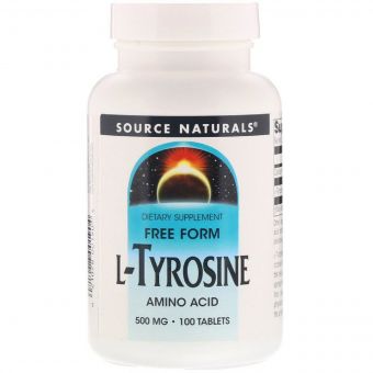 L-Тирозин 500 Мг, L-Tyrosine, Source Naturals, 100 Таблеток