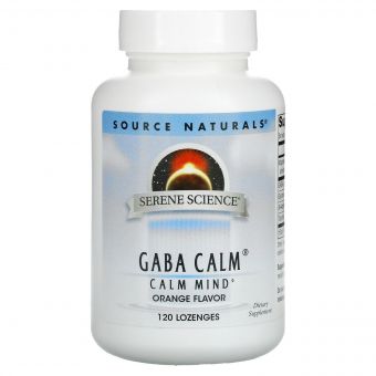 GABA (Гамма-аміномасляна кислота) Calm , Смак Апельсину, Serene Science, Source Naturals, 120 таблеток для розсмоктування