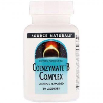 Коензим В-Комплексу, Апельсиновий смак, Source Naturals, 60 таблеток для розсмоктування
