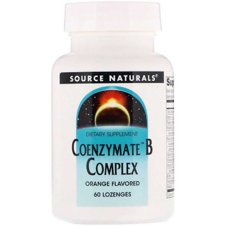 Коензим В-Комплексу, Апельсиновий смак, Source Naturals, 60 таблеток для розсмоктування