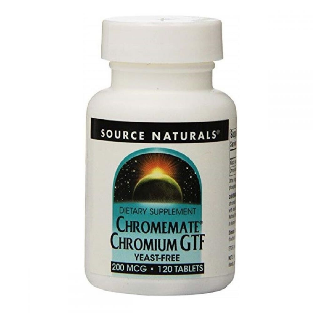 Хром GTF 200 мкг, ChromeMate, Source Naturals, 120 таблеток