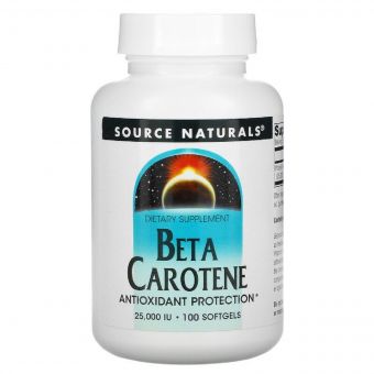 Бета Каротин (Вітамін А) 25000IU, Source Naturals, 100 желатинових капсул
