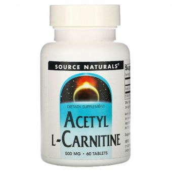 Ацетил-L-Карнітин 500 мг, Acetyl L-Carnitine, Source Naturals, 60 таблеток