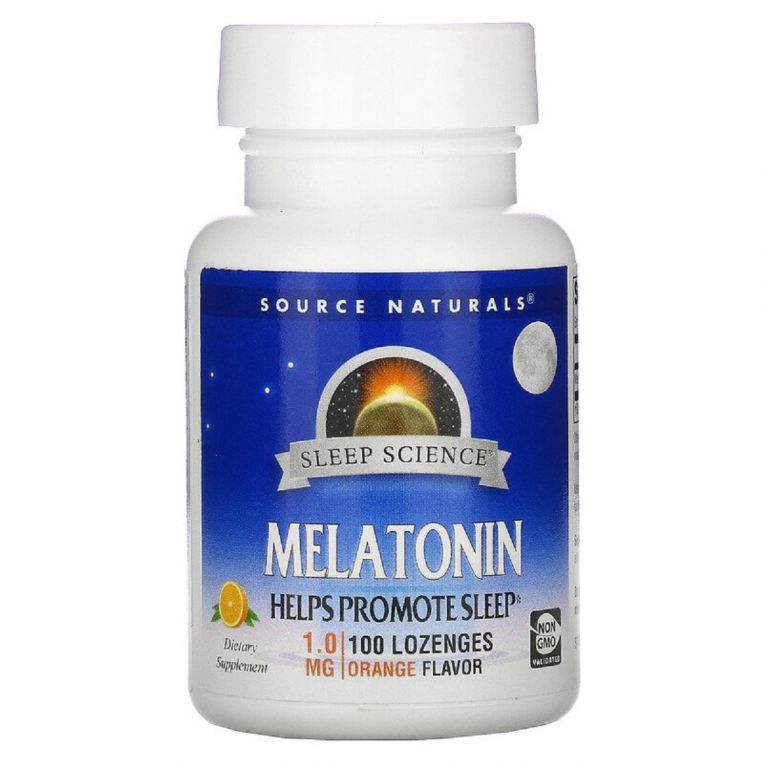 Мелатонін 1мг, Смак Апельсину, Sleep Science, Source Naturals, 100 таблеток для розсмоктування