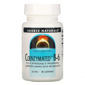 Коензим Вітаміну B6, 25 мг, Coenzymated™ Vitamin B-6, Source Naturals, 30 таблеток для розсмоктування
