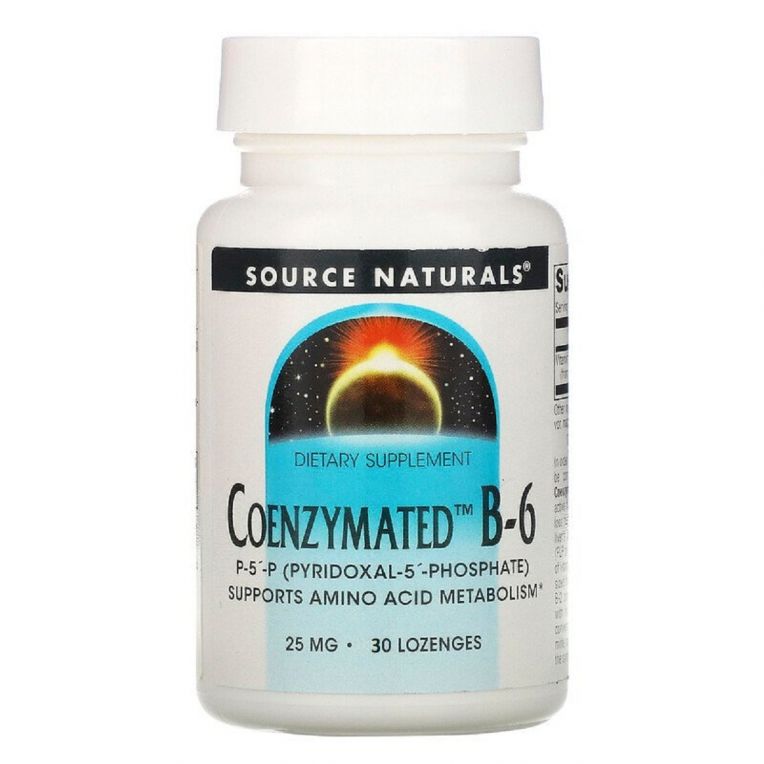 Коензим Вітаміну B6, 25 мг, Coenzymated™ Vitamin B-6, Source Naturals, 30 таблеток для розсмоктування