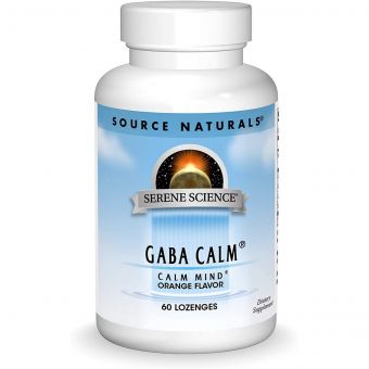 GABA (Гамма-аміномасляна кислота) , Смак Апельсину, Serene Science, Source Naturals, 60 таблеток для розсмоктування