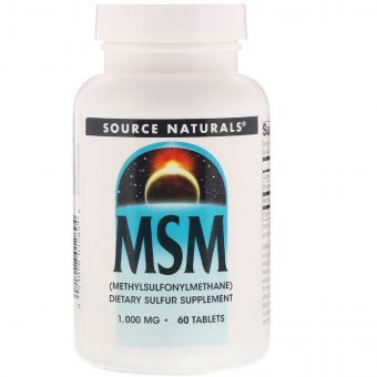 МСМ 1000мг з Вітаміном С, Source Naturals, 60 таблеток