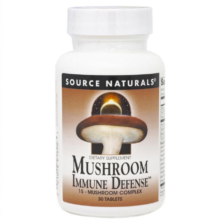 Комплекс з 15 Різновидів Грибів, Mushroom Immune Defense, Source Naturals, 30 таблеток