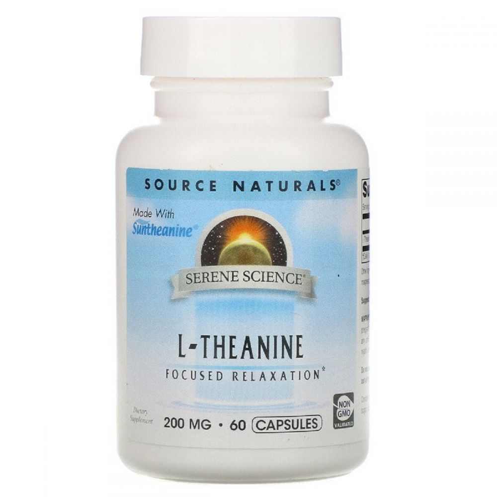 Теанін 200мг, Serene Science, Source Naturals, 60 капсул