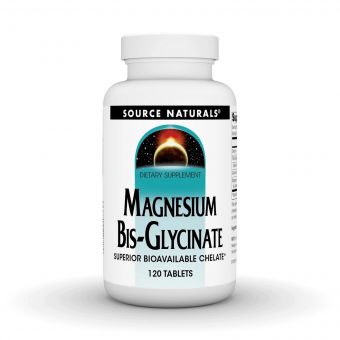 Магній Бісгліцинат, Magnesium Bis-Glycinate, Source Naturals, 120 таблеток