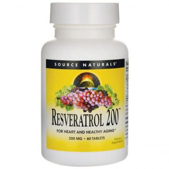 Ресвератрол, Resveratrol, Source Naturals, 200 мг, 60 таблеток