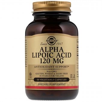 Альфа-Ліпоєва Кислота, Alpha Lipoic Acid, Solgar, 120 мг, 60 капсул