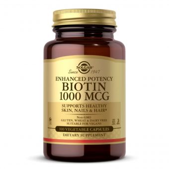 Біотин (В7) 1000 мкг, Biotin, Solgar, 100 вегетаріанських капсул