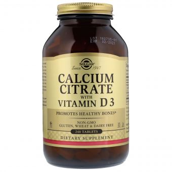 Цитрат Кальція + Вітамін D3, Calcium Citrate with Vitamin D3, Solgar, 240 таблеток