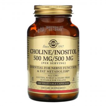 Холін і Інозитол, Choline / Inositol, Solgar, 500 мг/500 мг, 100 капсул