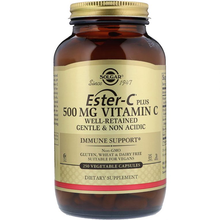 Вітамін С 500 мг, Ester-C Plus, Solgar, 250 вегетаріанських капсул