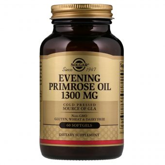 Олія Примули Вечірньої 1300 мг, Evening Primrose Oil, Solgar, 60 желатинових капсул