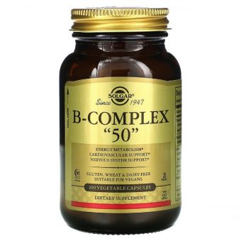 Вітаміни B-комплекс, B-Complex "50", Solgar, 100 вегетаріанських капсул