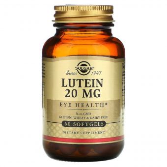 Лютеїн, 20 мг, Lutein, Solgar, 60 гелевих капсул