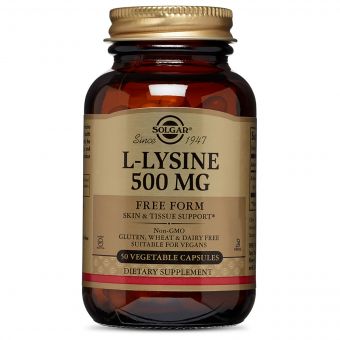 L-Лізин, L-Lysine, Solgar, 500 mg, 50 вегетаріанських капсул