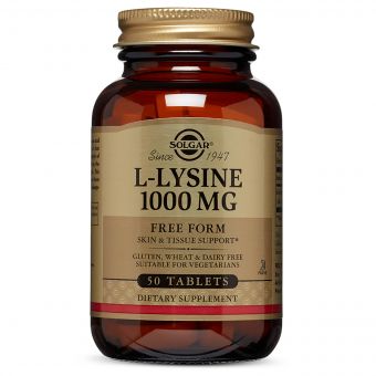 Лізин 1000 мг, L-Lysine, Solgar, 50 таблеток