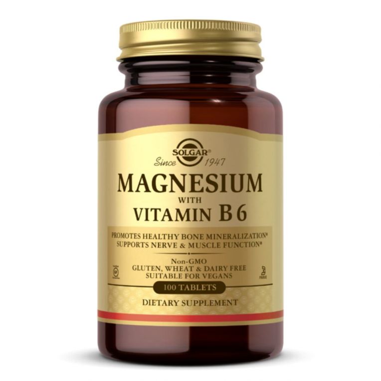 Магній з вітаміном B6, Magnesium with Vitamin B6, Solgar, 100 таблеток