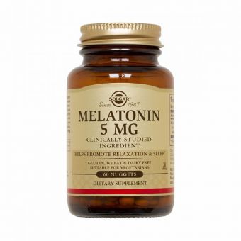 Мелатонін, 5 мг, Melatonin, Solgar, 60 жувальних таблеток