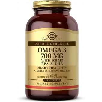 Подвійна Сила Омега-3, Double Strength Omega-3, Solgar, 700 мг, 30 капсул