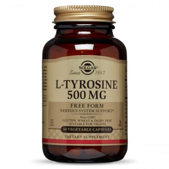 L-Тирозин, L-Tyrosine, Solgar, 500 мг, 50 вегетаріанських капсул