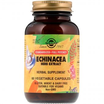 Ехінацея (Екстракт), Echinacea Herb Extract, Solgar, 60 вегетаріанських капсул
