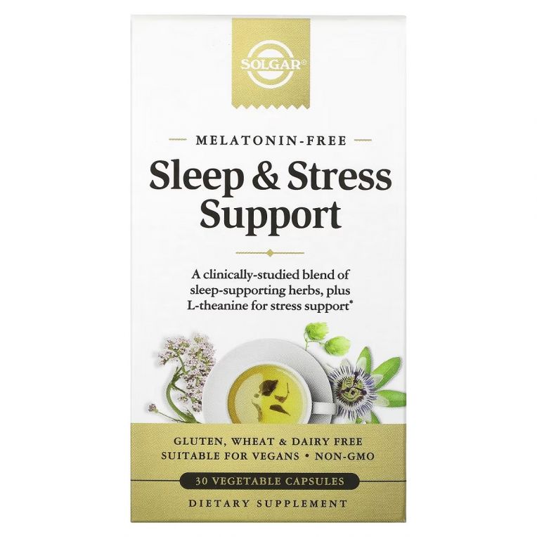 Підтримка сну та боротьби зі стресом, Sleep & Stress Support, Solgar, 60 вегетаріанських капсул
