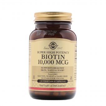 Біотин (В7) 10 000 мкг, Biotin, Solgar, 120 вегетаріанських капсул