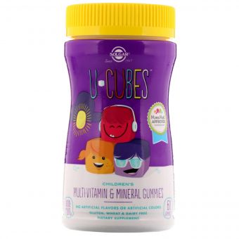 Мультимінеральний і Мультивітамінний Комплекс для Дітей, U-Cubes, Solgar, 120 желейних цукерок