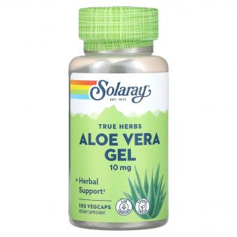 Алое вера, концентрований гель, 10 мг, Aloe Vera Gel, Solaray, 100 вегетаріанських капсул
