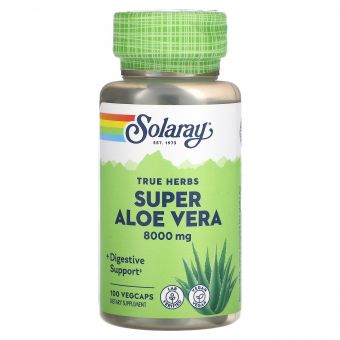 Супер Алое вера, 8000 мг, Super Aloe Vera, Solaray, 100 вегетаріанських капсул
