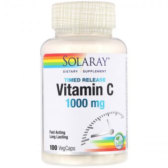 (БАД) Вітамін С Двофазного Вивільнення, Vitamin C, Solaray, 1000 мг, 100 капсул