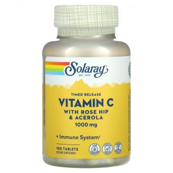 Вітамін С Двофазного Вивільнення, Vitamin C, Solaray, 1000 мг, 100 Таблеток