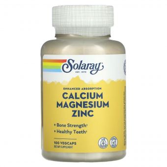 Кальцій Магній Цинк, Calcium Magnesium Zinc, Solaray, 100 капсул