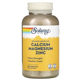 Кальцій Магній Цинк, Calcium Magnesium Zinc, Solaray, 250 капсул