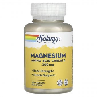 Магній, 200 мг, Magnesium, Solaray, 100 вегетаріанських капсул