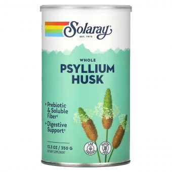 Цілісне лушпиння подорожника, Whole Psyllium Husk, Solaray, 350 г