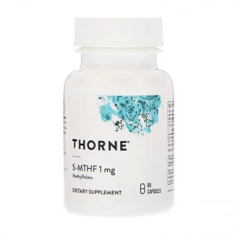 Фолієва кислота, Метилфолат, 5-MTHF, Thorne Research, 1 мг, 60 капсул