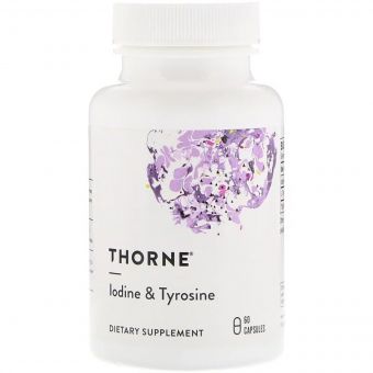 Живлення Щитовидної Залози, Йод і Тирозин, Thorne Research, Iodine & Tyrosine, 60 капсул