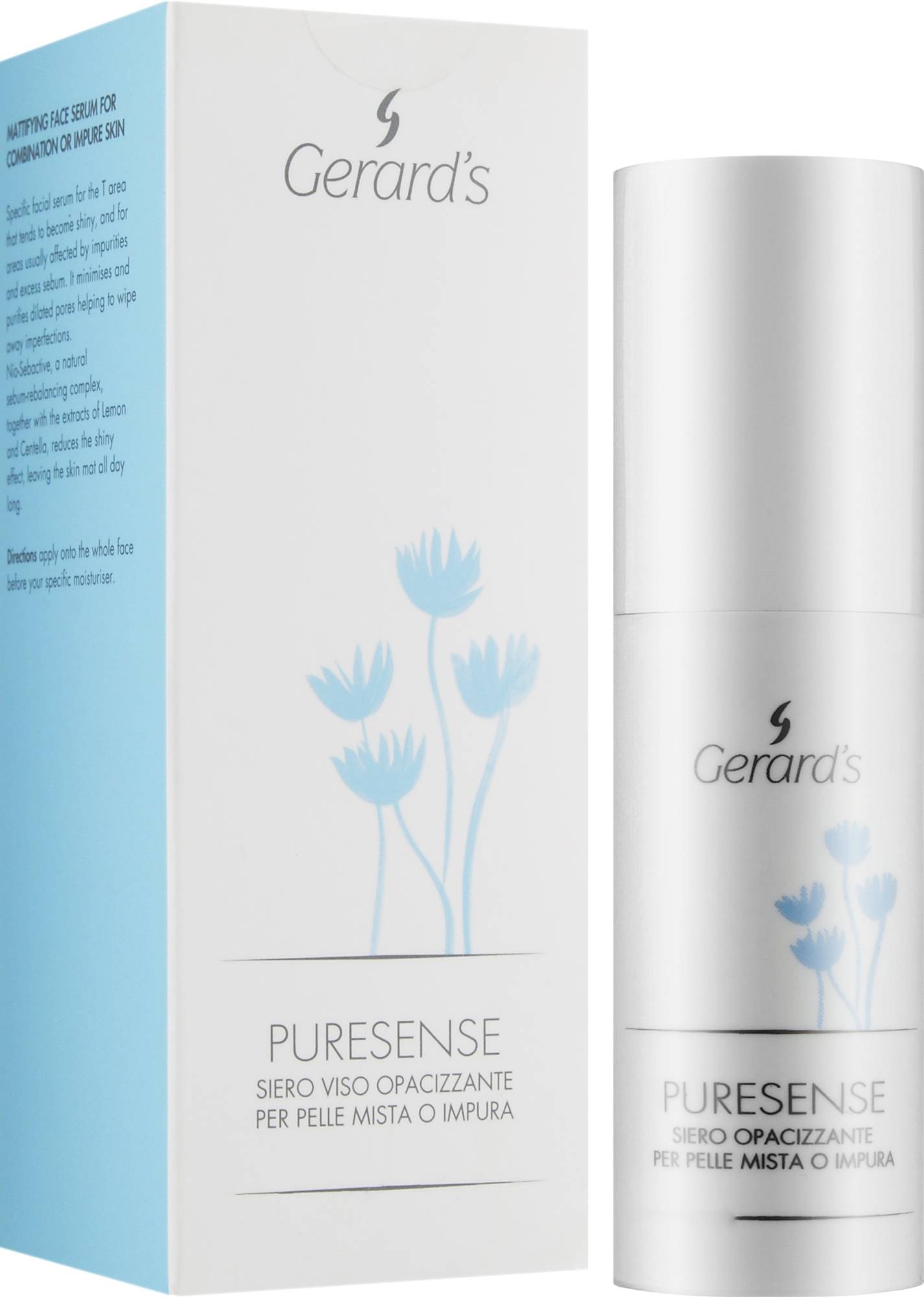 Матирующая сыворотка с натуральным комплексом Nio-Sebactive PURESENSE MATTIFYING FACE SERUM 