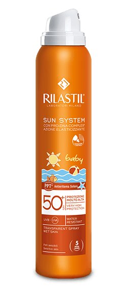 Риластил, Солнцезащитный прозрачный спрей для детей с SPF 50+, Rilastil 200 мл